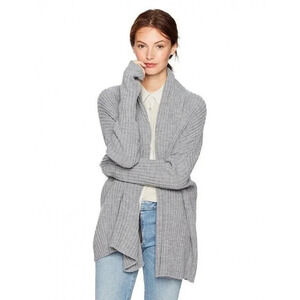 Halogen 100% Cashmere Cardigan Sweater Gray Open Front Rib-Knit Size XS